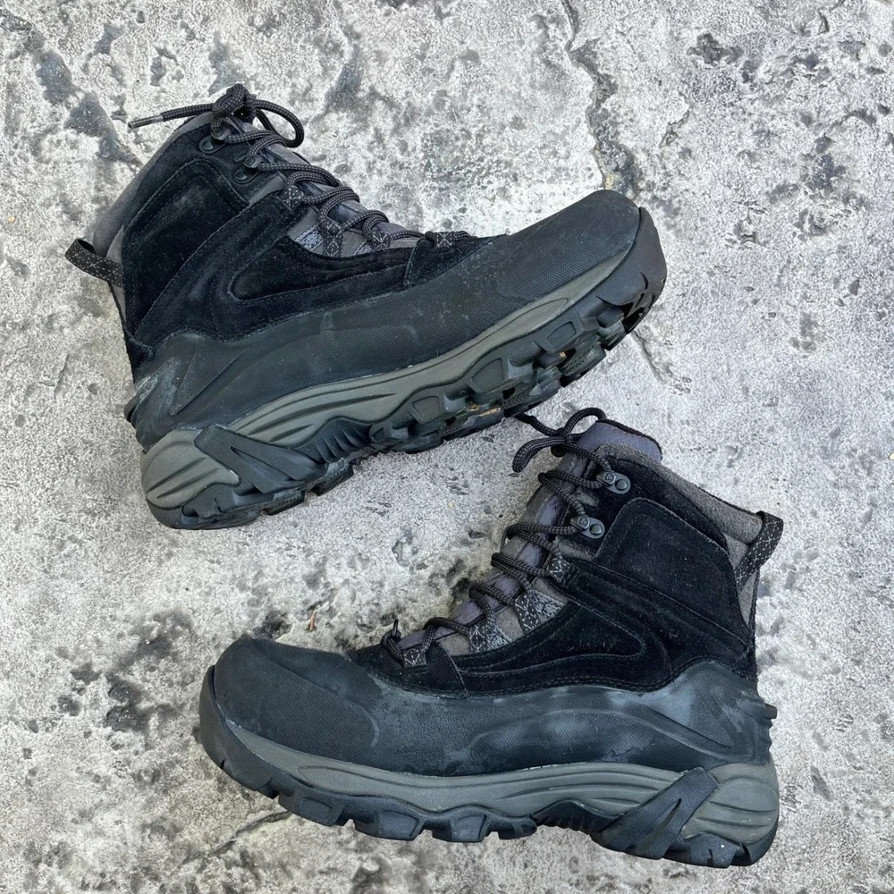 Merrell Mens Ice Jam Waterproof Black Suede Winter Hiking Boots J15031 Size 10.5